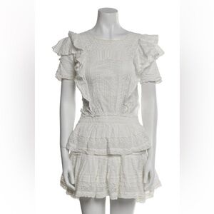 LoveShackFancy White Eyelet Ruffle Mini Dress